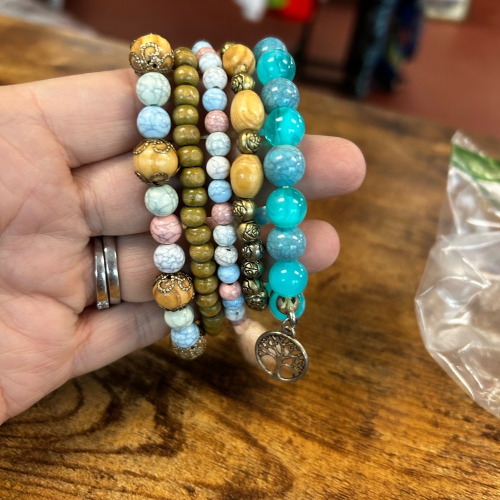 Source Unknown Turquoise and Earth Tone Bracelet Set - Picture 2 of 4